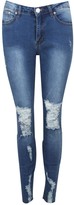Thumbnail for your product : boohoo Mid Rise Distressed Hem Skinny Jeans