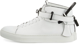 Buscemi 100mm Men's Leather High-Top Sneaker, White