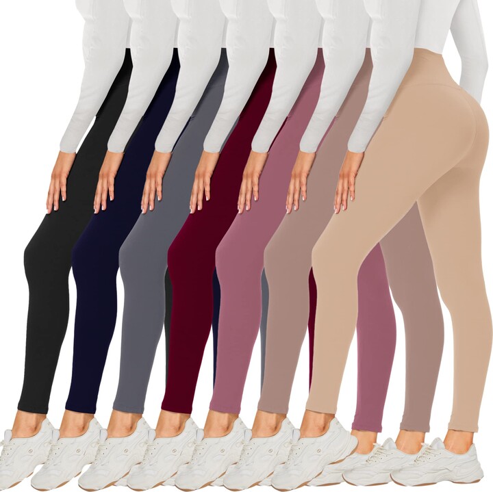 4 Pack Leggings For Women Butt Lift High Waisted Tummy Control No  See-Through Yoga Pants Workout Running Leggings