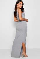 Thumbnail for your product : boohoo V Neck Side Split Ruched Waist Maxi Dress