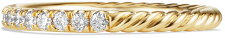 David Yurman Cable Collectibles Pave Diamond Band Ring in 18K Yellow Gold, Size 7
