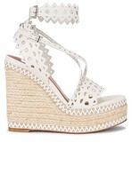 Thumbnail for your product : Alaia Leather Laser Cut Espadrille Wedges in White
