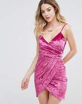 Thumbnail for your product : Club L Velvet Wrap Front Ruched Detail Dress