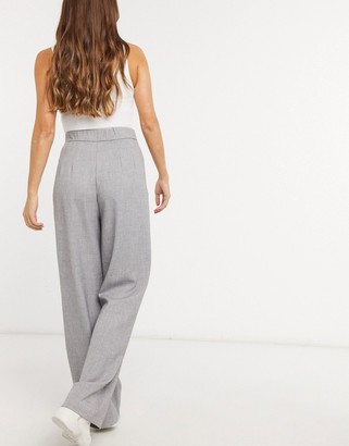 Stradivarius wide leg relaxed trousers in grey - ShopStyle