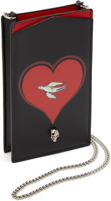 Alexander McQueen Black Heart Skull Phone Bag