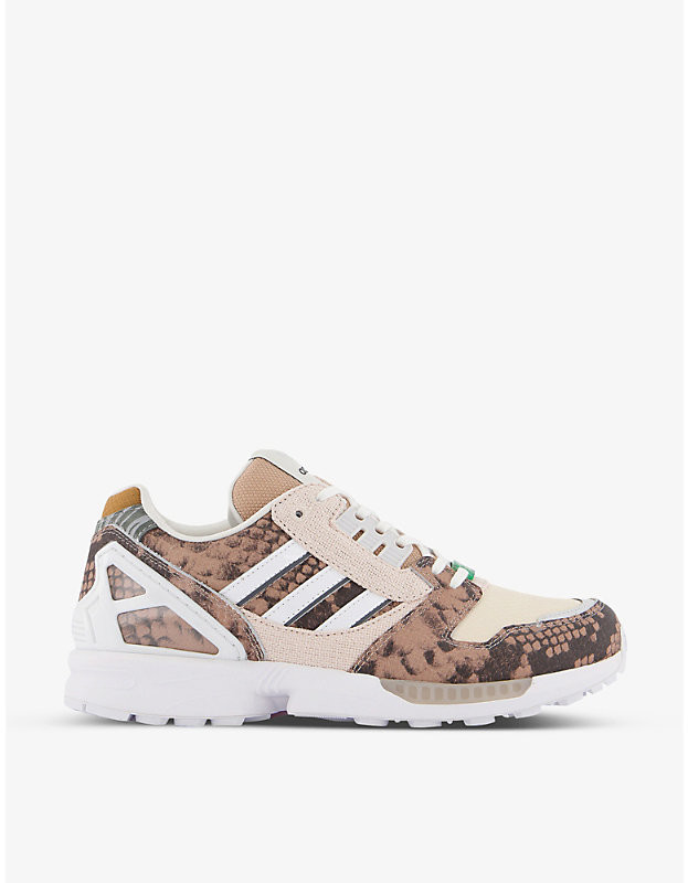 adidas ZX800 snakeskin-print suede and mesh trainers - ShopStyle