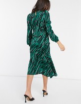 Thumbnail for your product : Liquorish high neck midi dress in green abstract print