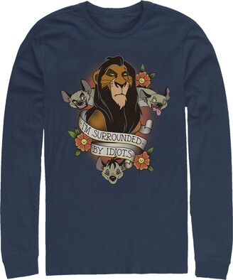 Fifth Sun Men's Lion King Scar Surrounded by Idiots Tattoo, Long Sleeve T-Shirt