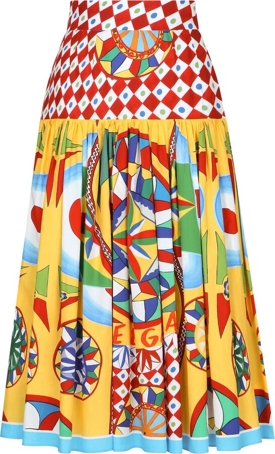 Portofino Printed Cotton Midi Skirt in Multicoloured - Dolce Gabbana |  Mytheresa