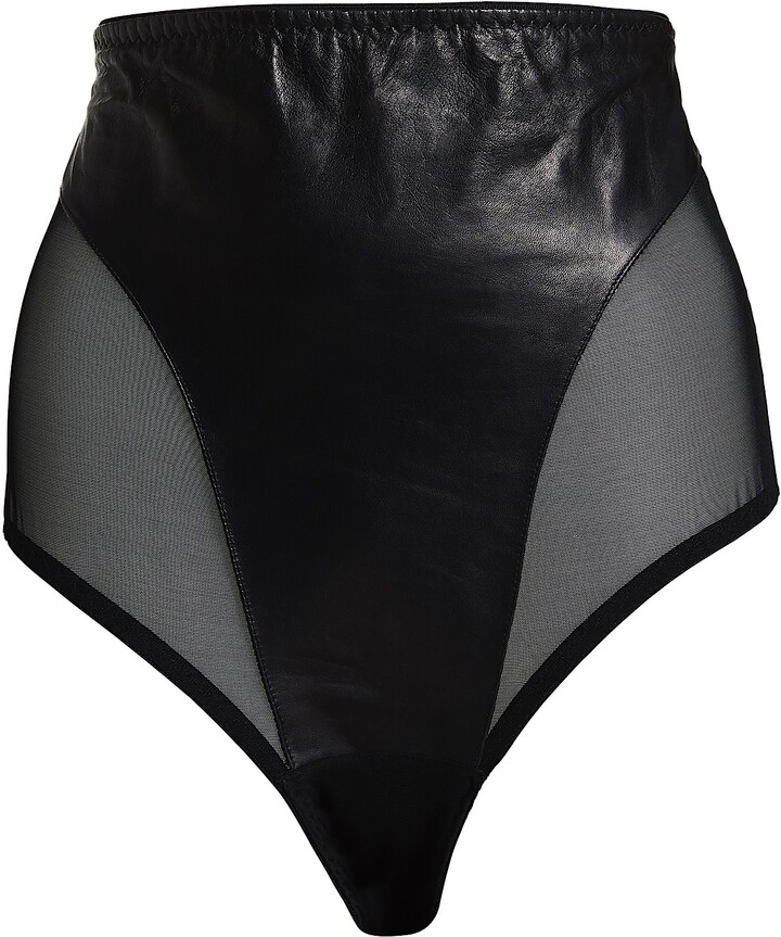 Black Lexi Leather High Waist Brief