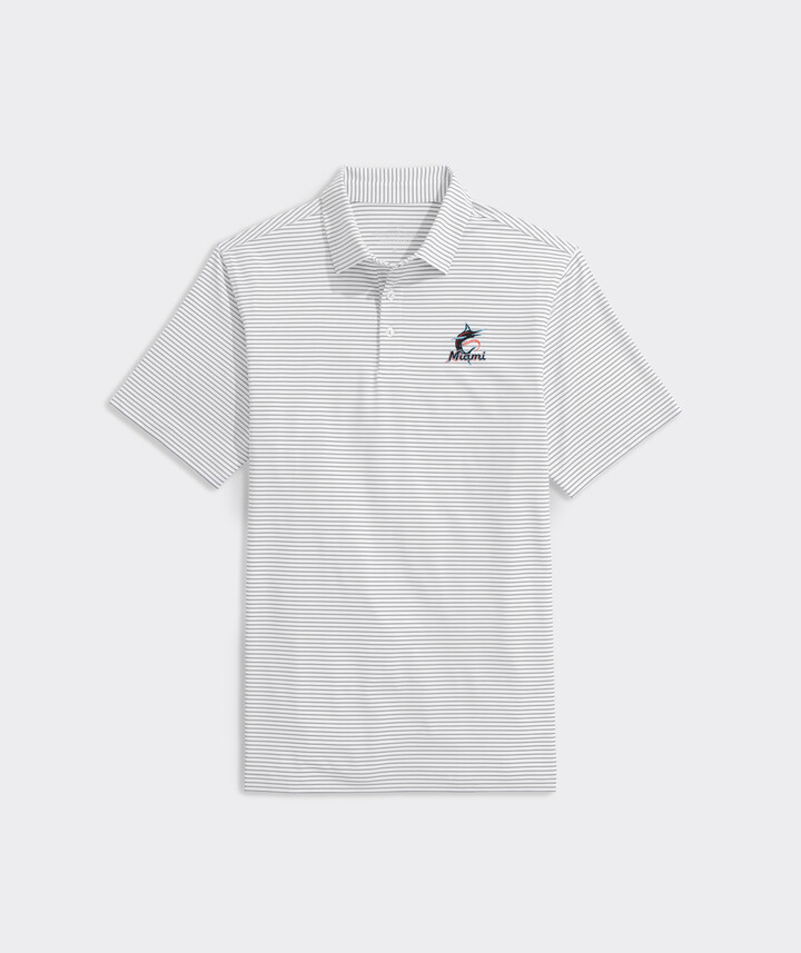 Vineyard Vines Miami Marlins Bradley Stripe Sankaty Polo