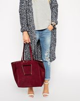 Thumbnail for your product : ASOS Leather & Suede Shopper Bag with Metal Handles