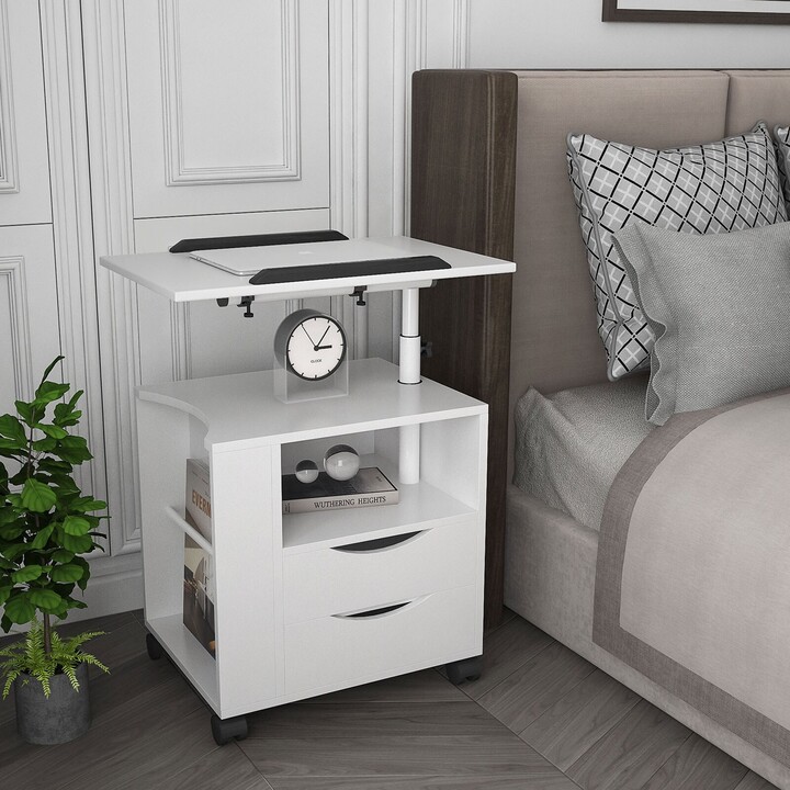 Nestfair 2Drawer Nightstand with Swivel Top and Wheels ShopStyle