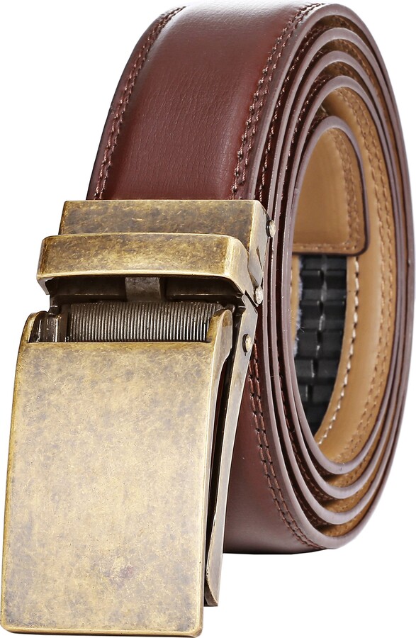 Men's Classic Gold/Silver V-Buckle Design Soft Calfskin Belt (Black Gold,  105cm/41.3inch(30-36)) at  Men's Clothing store