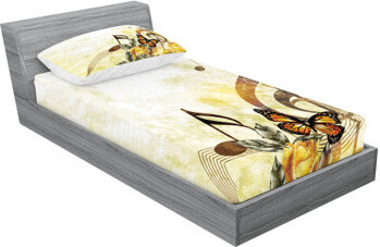 Ambesonne Music Fitted Sheet & Pillow Sham Sepia and Yellow