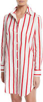 Thumbnail for your product : Milly Jessica Long-Sleeve Button-Front Striped Coverup Shirt