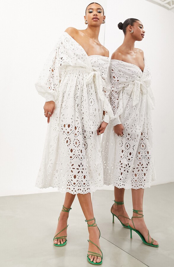 Maxi Dress Broderie Anglaise Dress Asos ASOS EDITION Waisted