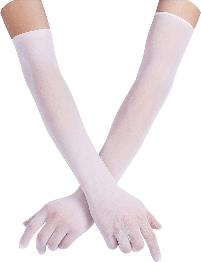 Freebily Women's Sheer Seamless Pantyhose Long Nylon Wedding Finger Gloves Nude One Size - ShopStyle