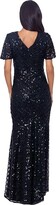Thumbnail for your product : Xscape Evenings Short Sleeve V-Neck Dress with Sequins (Black/Hunter) Women's Evening