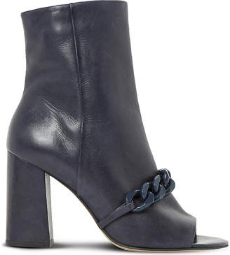 Dune Octavia embellished peep-toe leather heeled ankle boots