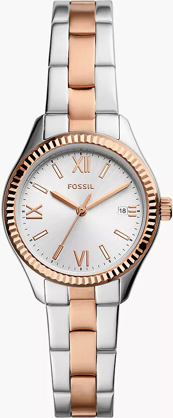 Fossil Outlet Rye Three-Hand Date Two-Tone Stainless Steel Watch