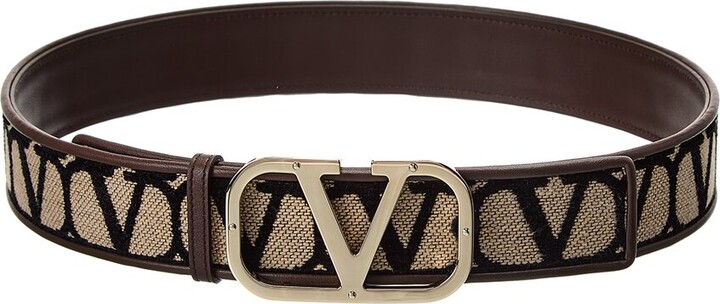 Valentino Vlogo 40 Reversible Toile Iconographe Canvas & Leather Belt -  ShopStyle