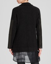 Thumbnail for your product : Eileen Fisher Leather Sleeve Cardigan