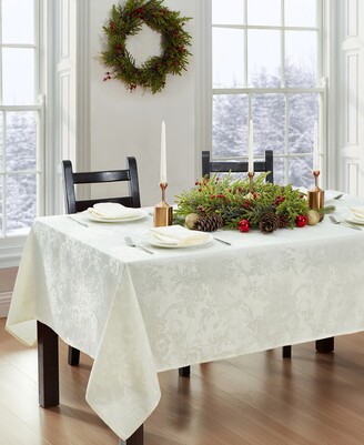 Elrene Poinsettia Elegance Jacquard Holiday Tablecloth - 52"