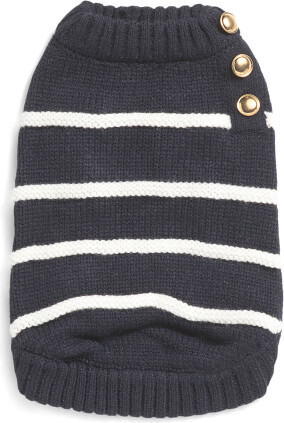 TJMAXX Henley Striped Pet Sweater, Acrylic/Gold