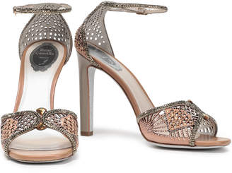 Rene Caovilla Rene' Caovilla Embellished Laser-cut Suede Sandals
