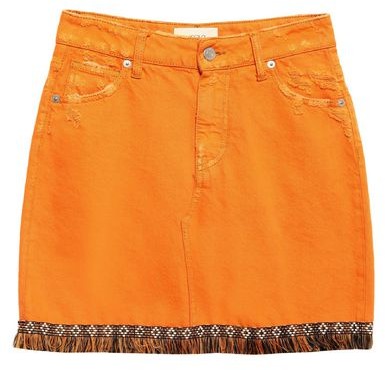 orange jean skirt