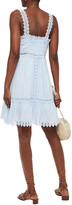 Thumbnail for your product : Charo Ruiz Ibiza Crocheted Lace-trimmed Shirred Cotton-blend Voile Mini Dress