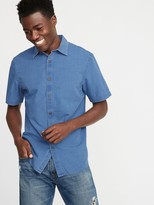 Thumbnail for your product : Old Navy Slim-Fit Indigo Dobby Micro-Pattern Shirt for Men