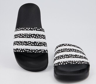 adidas Adilette Sliders Black White Polka Dot - ShopStyle Girls' Shoes