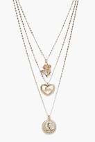 Thumbnail for your product : boohoo Rose Heart Sovereign Layered Necklace