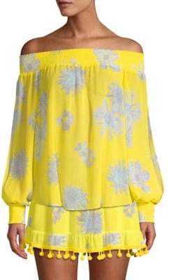 Ramy Brook Women's Printed Augustine Off-The-Shoulder Top - Lemon Combo - Size XS/Small