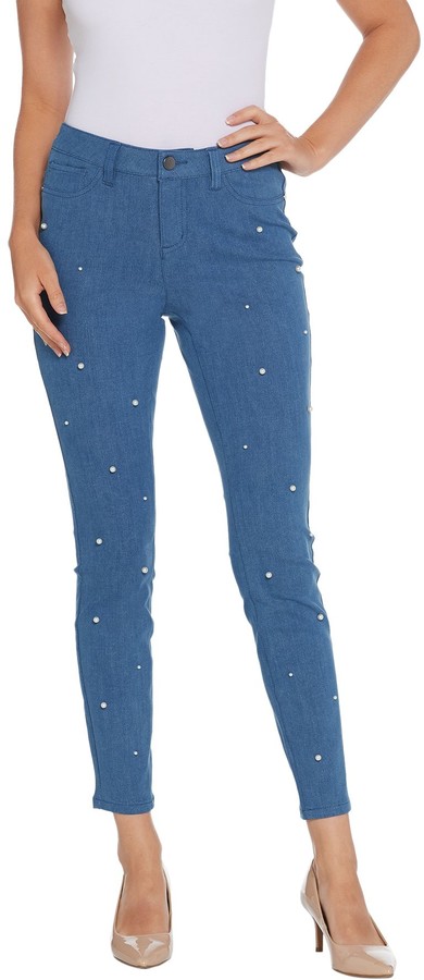 denim jeans with pearls