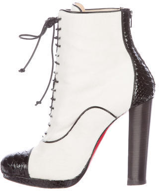 Christian Louboutin Ponyhair Lace-Up Ankle Boots
