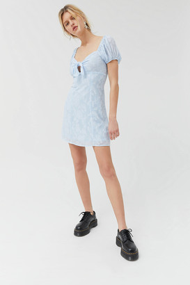 Urban Outfitters Novara Tie-Front Puff Sleeve Mini Dress