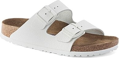 Women's Arizona Textured Leather Soft Footbed Slide Sandals
