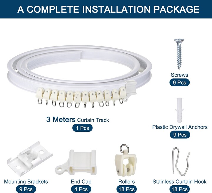 Unique Bargains Flexible Curved Ceiling Curtain Track Bendable Mount