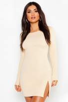 Thumbnail for your product : boohoo Long Sleeve Knot Side Detail Bodycon Dress