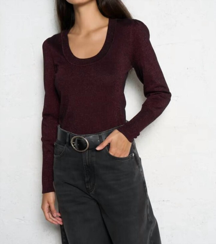 Berenice Pull Lurex Sweater In Burgandy Lurex