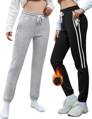 Fleece Joggers for Womens Winter Fleece Lined Joggers Thick Fleece  Sweatpants Women Warm Joggers Trousers Thermal Lounge Pants with Pockets  Drawstring