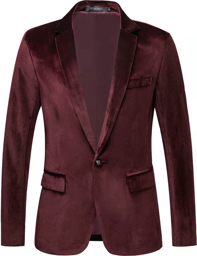 Mens Slim Fit Velvet Shiny Sequins Suit Jacket Blazer Stylish One Button Notch Lapel Tuxedo for Party,Wedding,Banquet,Prom,Nightclub XL/42, Blue 