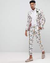 Thumbnail for your product : ASOS Design Super Skinny Smart Pants With Pink Bird Print