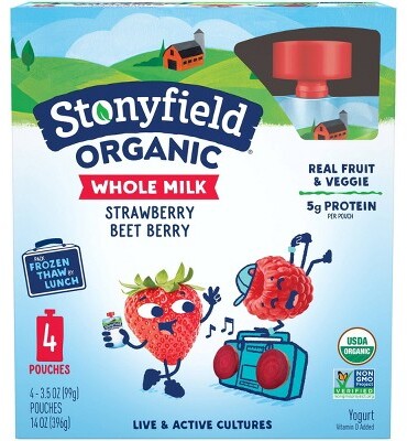 Stonyfield Organic Whole Milk Strawberry Beet Berry Kids' Yogurt Pouches - 4pk/3.7oz