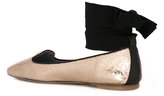 Thumbnail for your product : Pollini metallic lace-up ballerinas