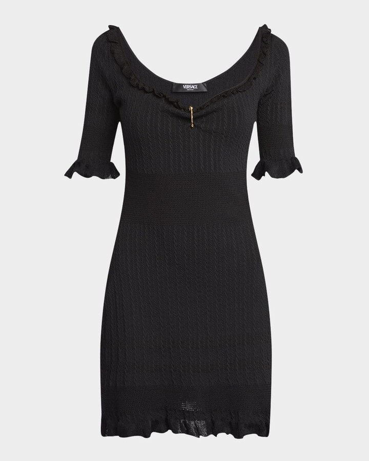 Medusa Pin-Gathered Micro Cable Mini Dress
