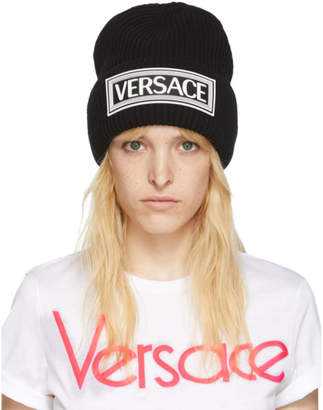 Versace Black Logo Beanie